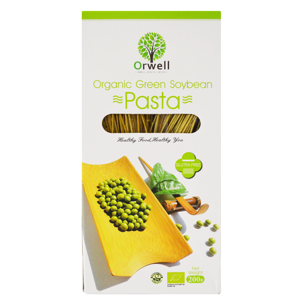 Large organic green soybean pasta spaghetti